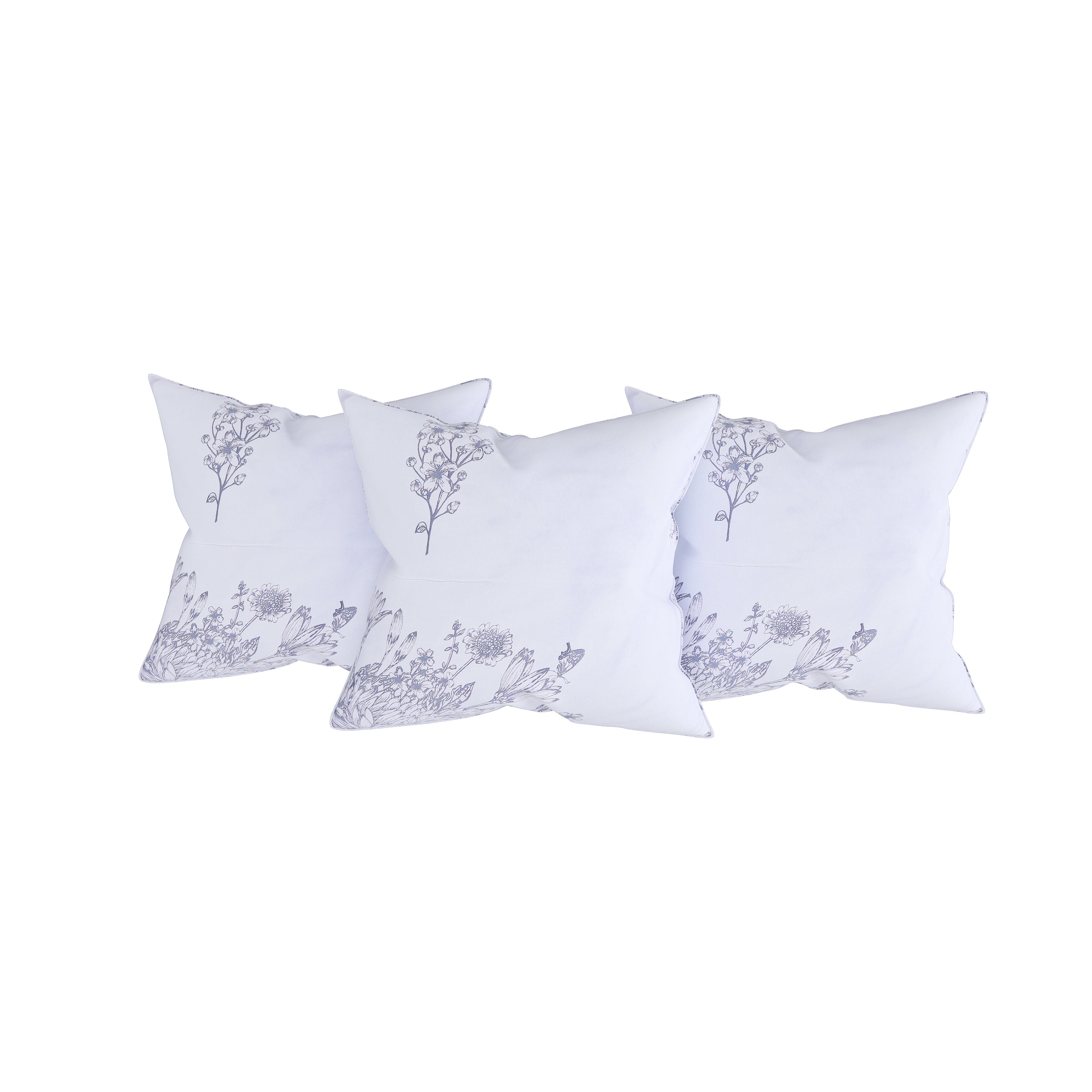 Premium Cotton Printed Diwan Set – White Botanical Floral Motif Design