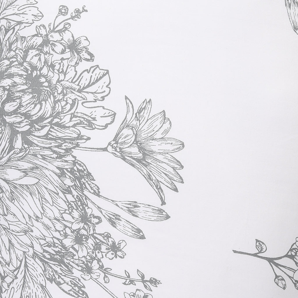 Premium Cotton Printed Diwan Set – White Botanical Floral Motif Design