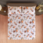 Grey Floral Vine Pure Cotton 210 TC Double King Bedsheet with 2 Pillow Covers (90x108 Inches)