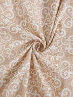 Ornamental Swirl Beige 210 TC Pure Cotton Super King Bedsheet with 2 Pillow Covers (108 x 108 Inches)