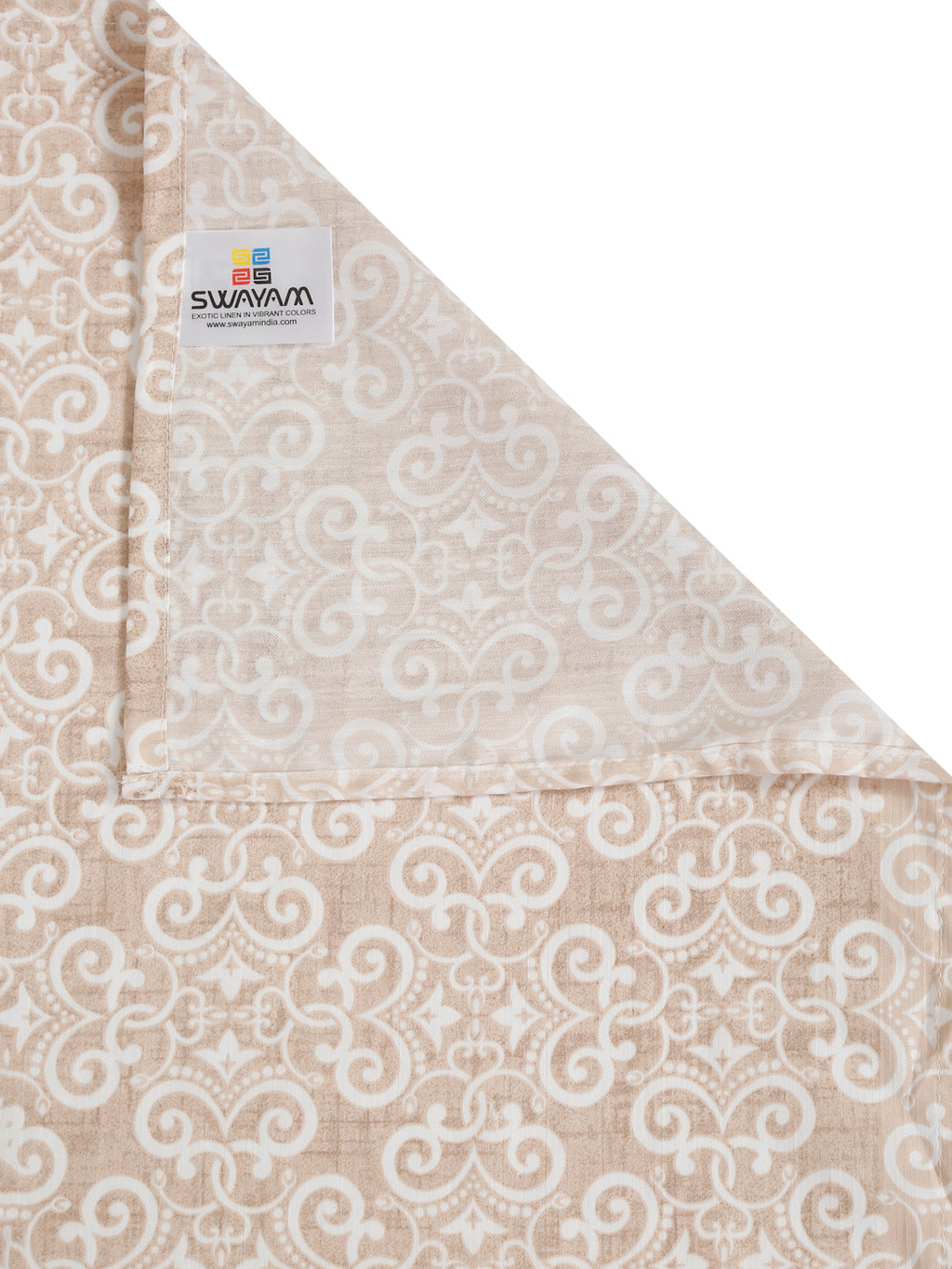 Ornamental Swirl Beige 210 TC Pure Cotton Super King Bedsheet with 2 Pillow Covers (108 x 108 Inches)
