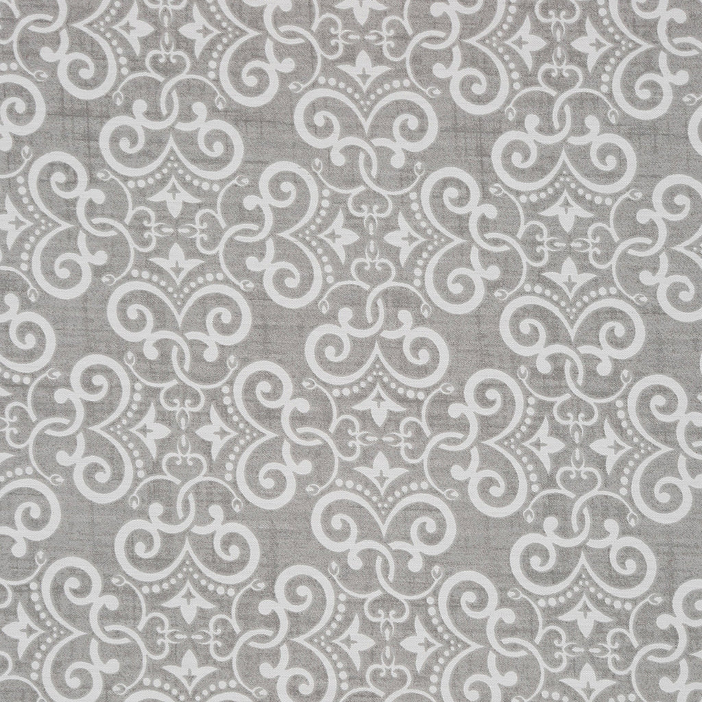 Elegant Grey Damask Pure Cotton 210 TC Super King Bedsheet with 2 Pillow Covers (108x108 Inches)