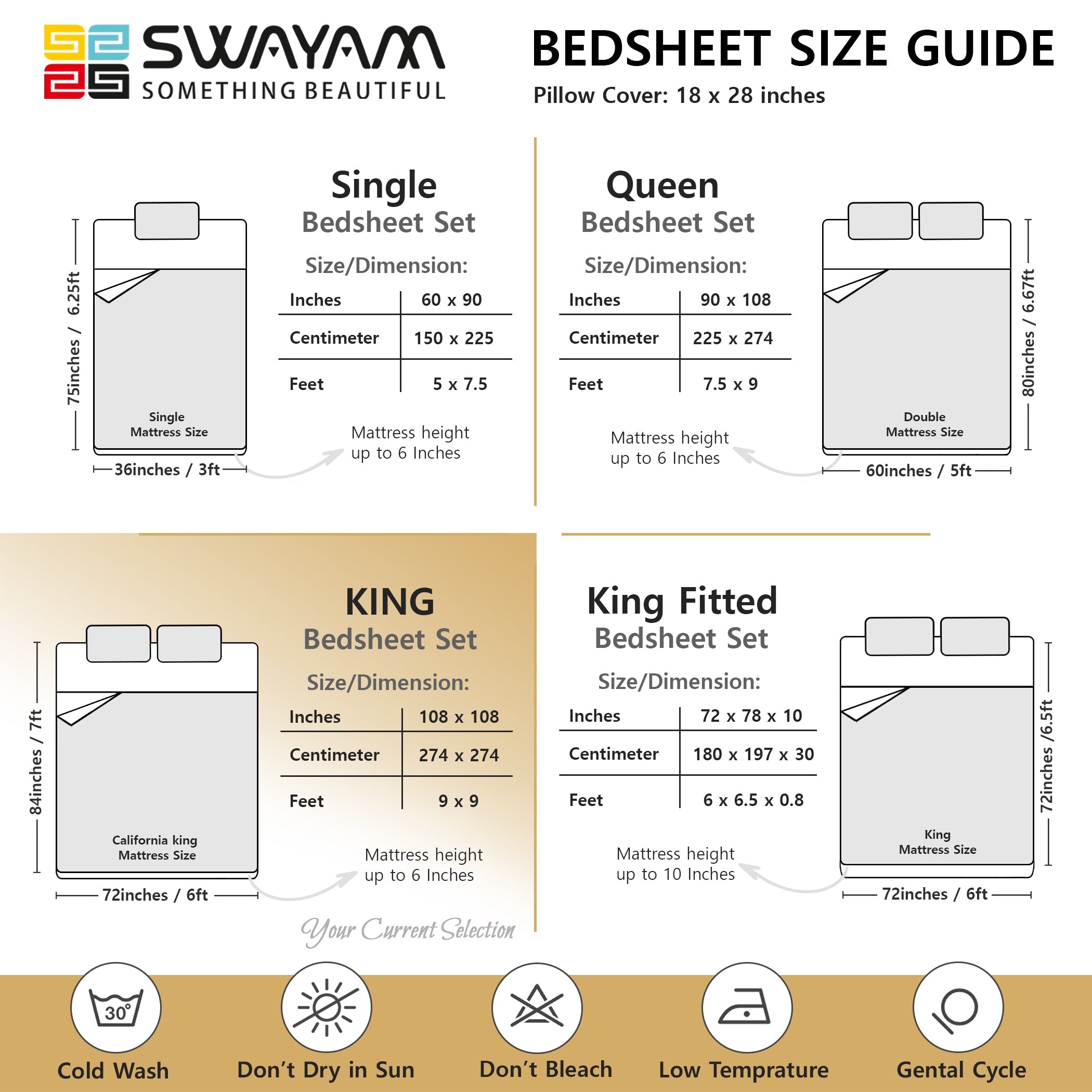 Elegant Grey Damask Pure Cotton 210 TC Super King Bedsheet with 2 Pillow Covers (108x108 Inches)