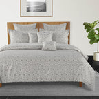 Elegant Grey Damask Pure Cotton 210 TC Super King Bedsheet with 2 Pillow Covers (108x108 Inches)