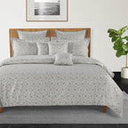Elegant Grey Damask Pure Cotton 210 TC Super King Bedsheet with 2 Pillow Covers (108x108 Inches)