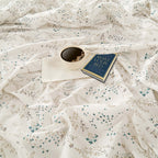 Minimal Botanical Off White 210 TC Pure Cotton Super King Bedsheet with 2 Pillow Covers (108 x 108 Inches)