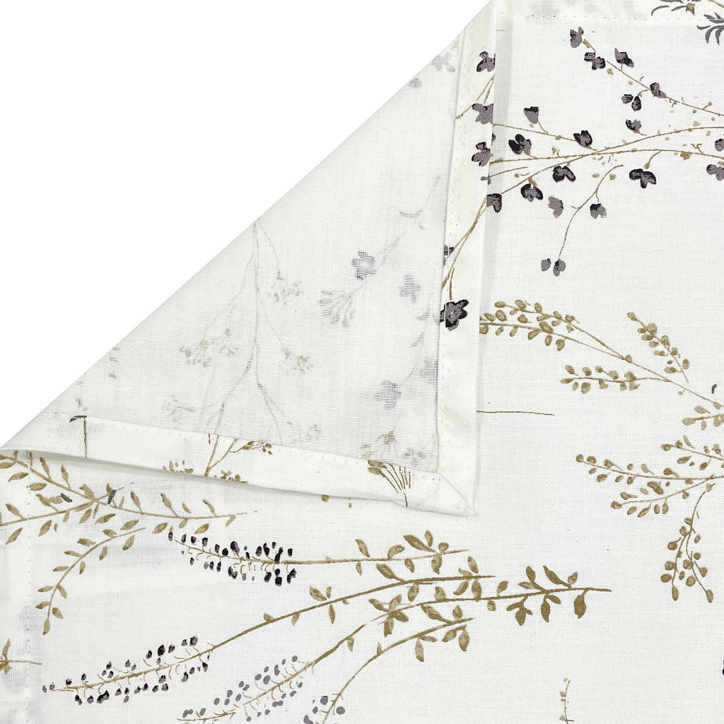 Elegant Ivory Botanical Pure Cotton 210 TC Super King Bedsheet with 2 Pillow Covers (108x108 Inches)