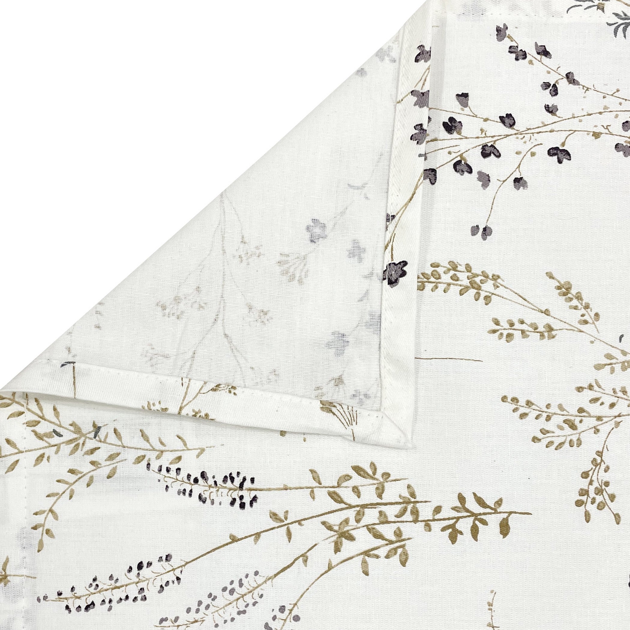 Elegant Ivory Botanical Pure Cotton 210 TC Super King Bedsheet with 2 Pillow Covers (108x108 Inches)