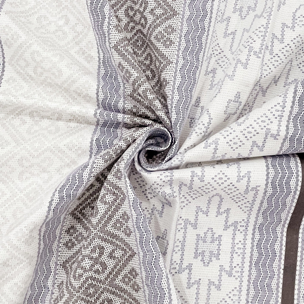 Elegant Blue & Beige Striped Ethnic Pure Cotton 210 TC Super King Bedsheet with 2 Pillow Covers (108x108 Inches)