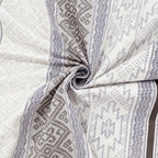 Elegant Blue & Beige Striped Ethnic Pure Cotton 210 TC Super King Bedsheet with 2 Pillow Covers (108x108 Inches)