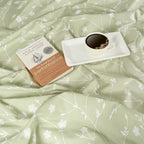 Elegant Sage Green Botanical Pure Cotton 210 TC King Fitted Bedsheet with 2 Pillow Covers (72x78x10 Inches)