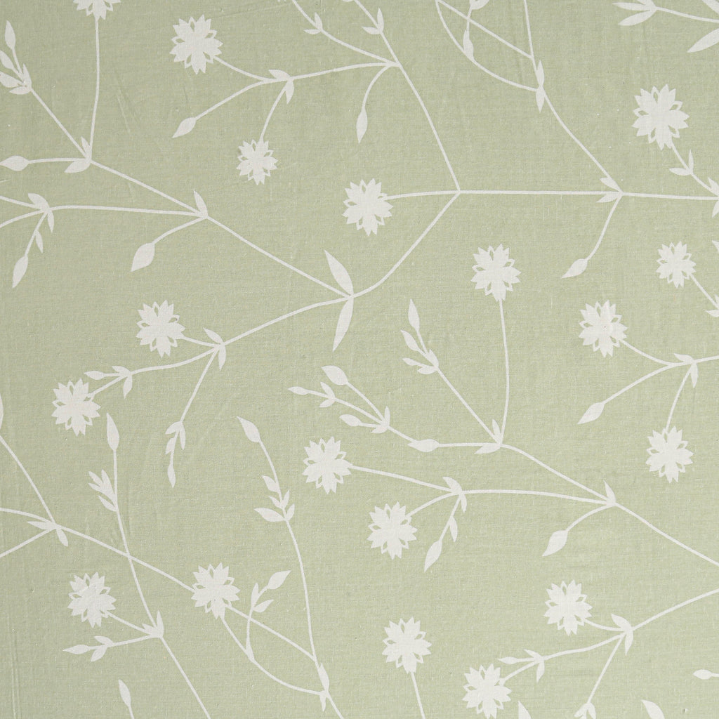 Elegant Sage Green Botanical Pure Cotton 210 TC King Fitted Bedsheet with 2 Pillow Covers (72x78x10 Inches)