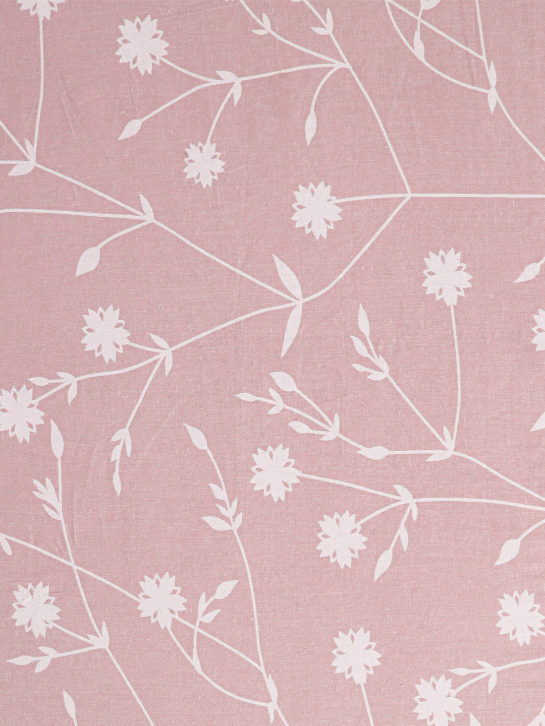 Elegant Blush Pink Floral Pure Cotton 210 TC Super King Bedsheet with 2 Pillow Covers (108x108 Inches)