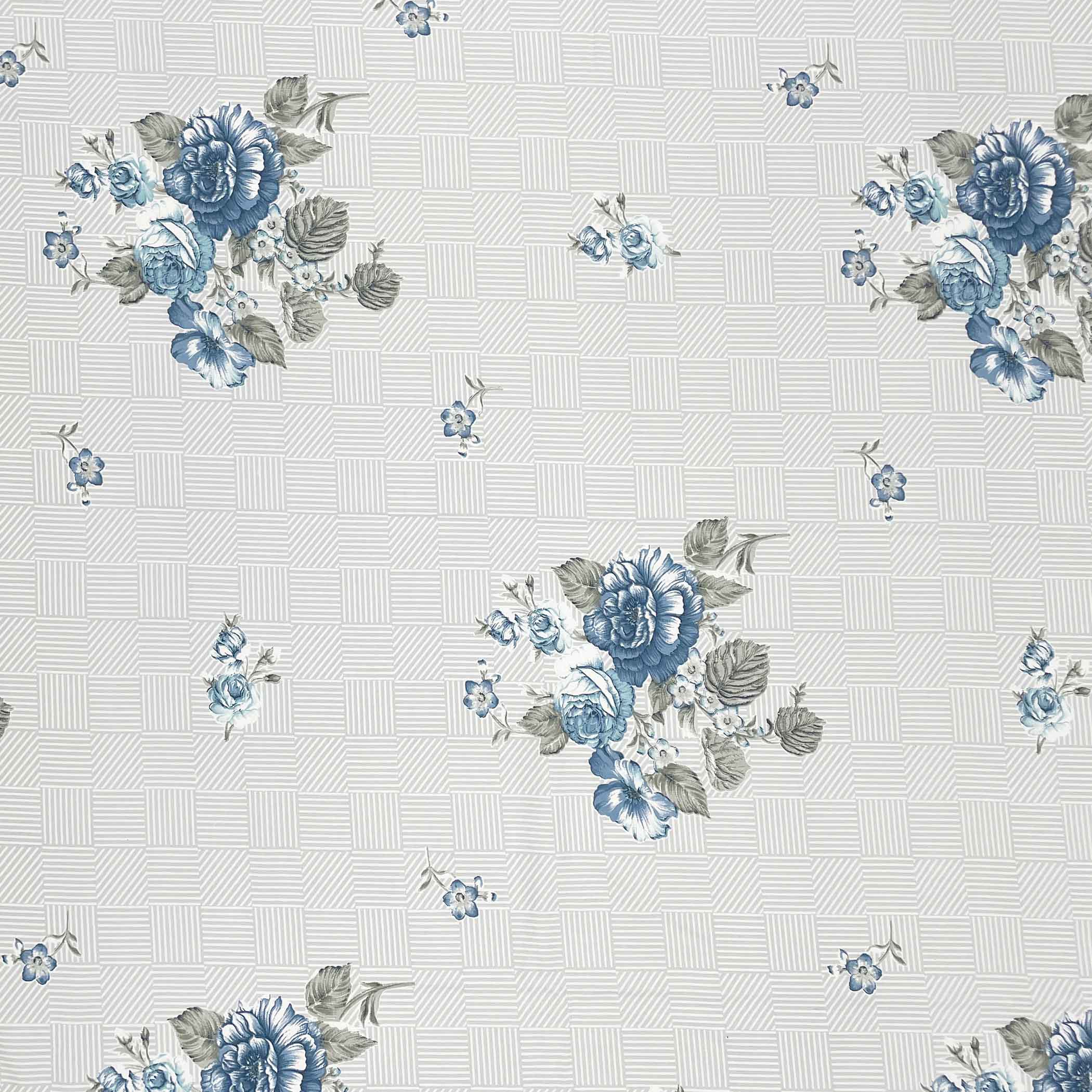 Blue Flora - 210TC Pure Cotton Single Fitted Bedsheet (36 x 90 x 10 Inches)