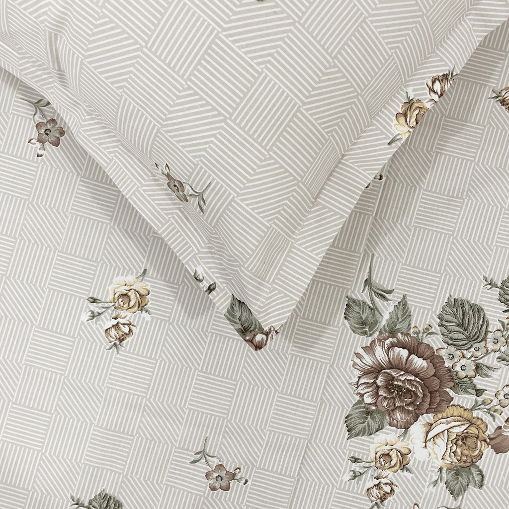 Brown Flora - 210TC Pure Cotton Super King Bedsheet (108x108 Inches)