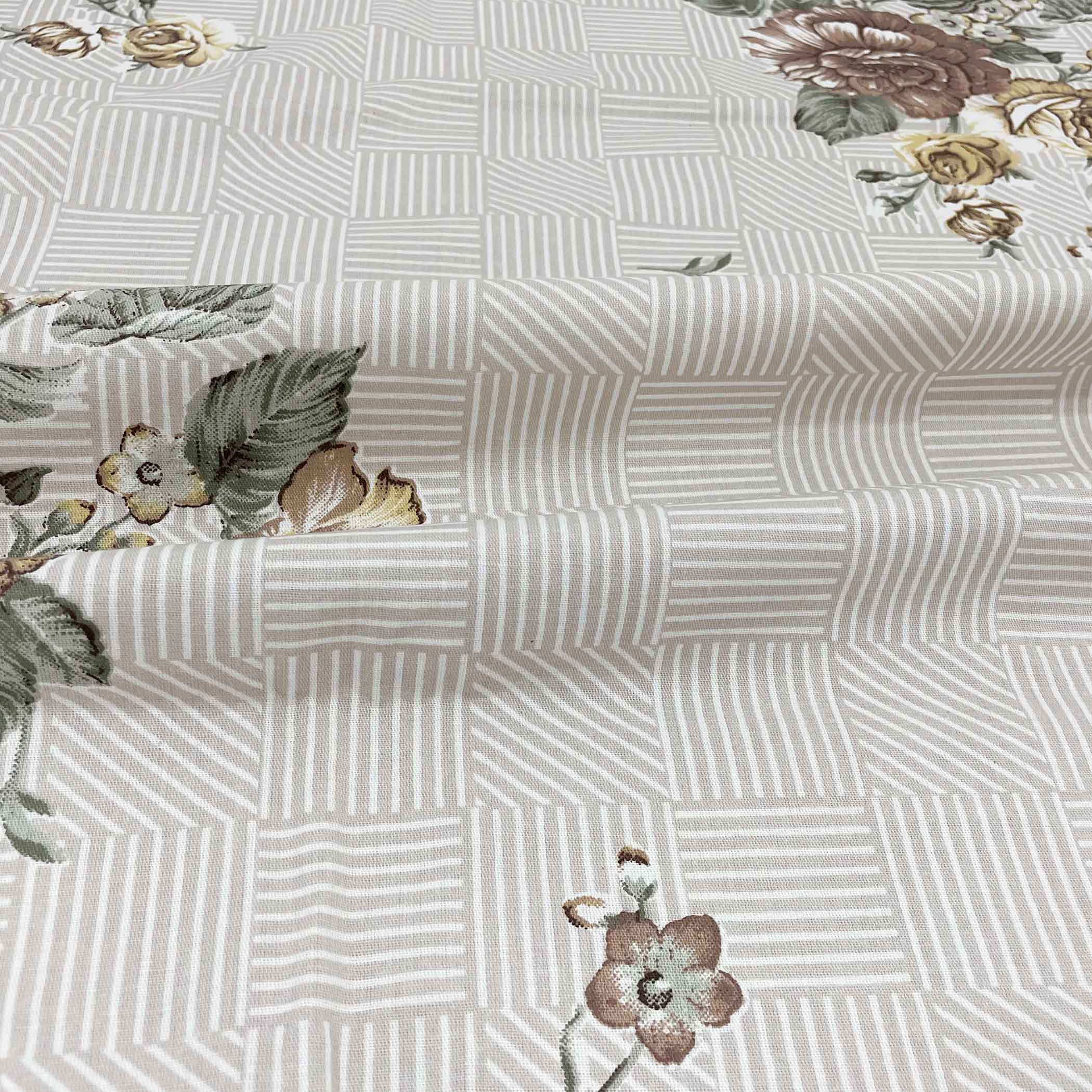 Brown Flora - 210TC Pure Cotton Super King Bedsheet (108x108 Inches)