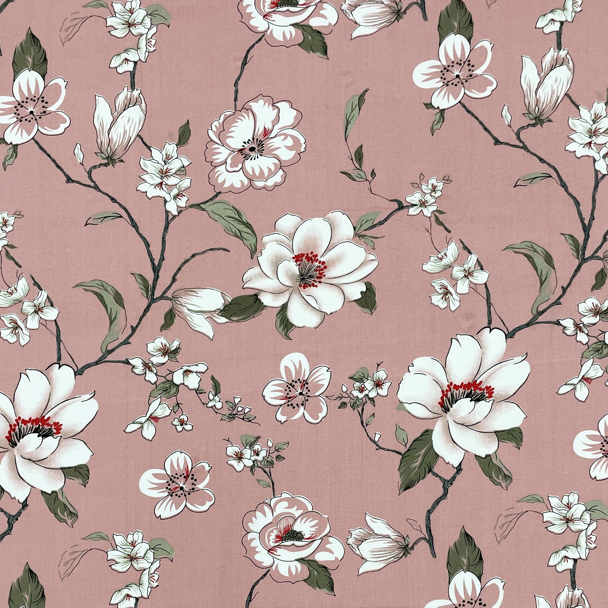 Floral Dusty Rose 210 TC Pure Cotton Super King Bedsheet with 2 Pillow Covers (108 x 108 Inches)