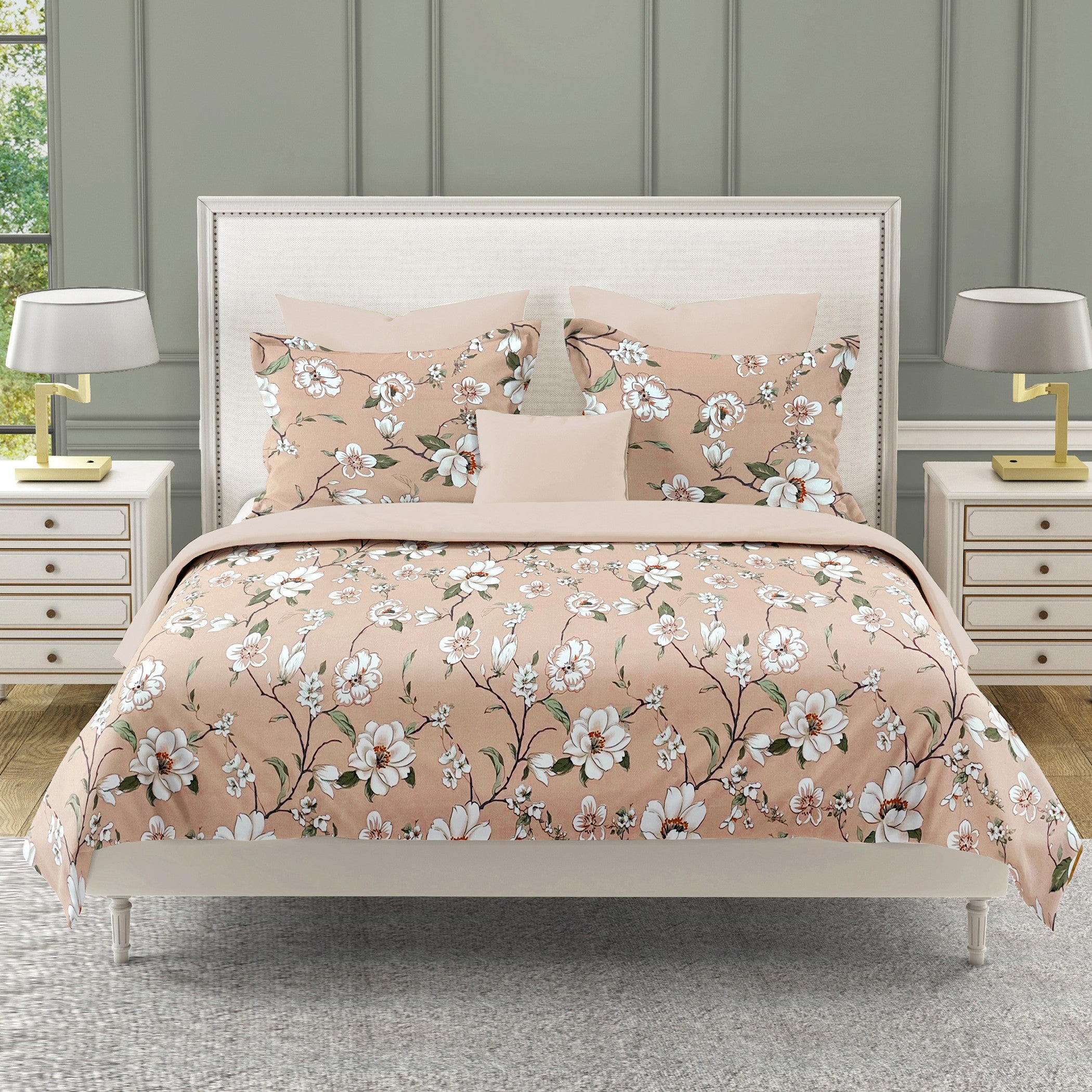 Peach Spring - 210TC Pure Cotton Super King Bedsheet (108x108 Inches)