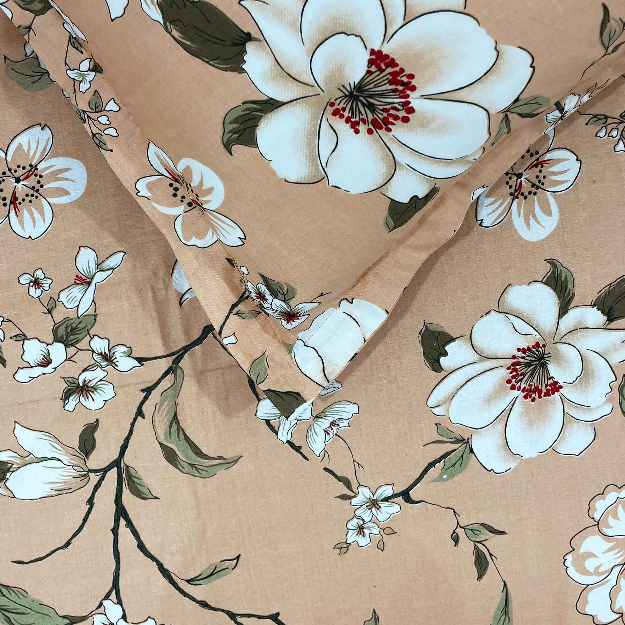 Peach Spring - 210TC Pure Cotton Super King Bedsheet (108x108 Inches)