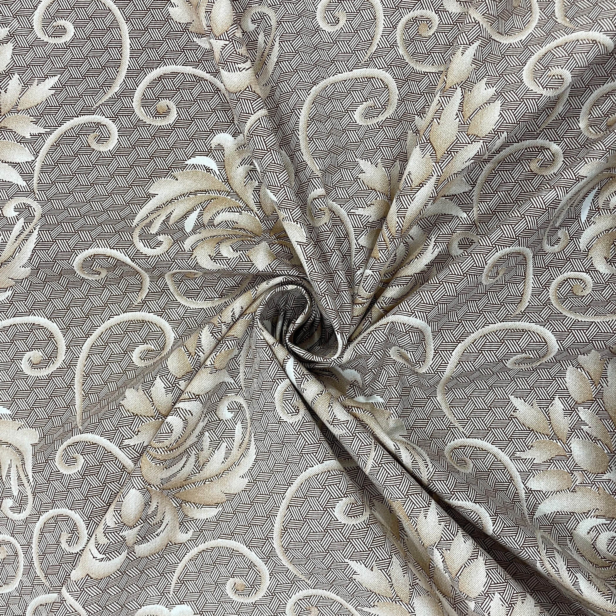 Brown Swirl - 210TC Pure Cotton Super King Bedsheet (108x108 Inches)