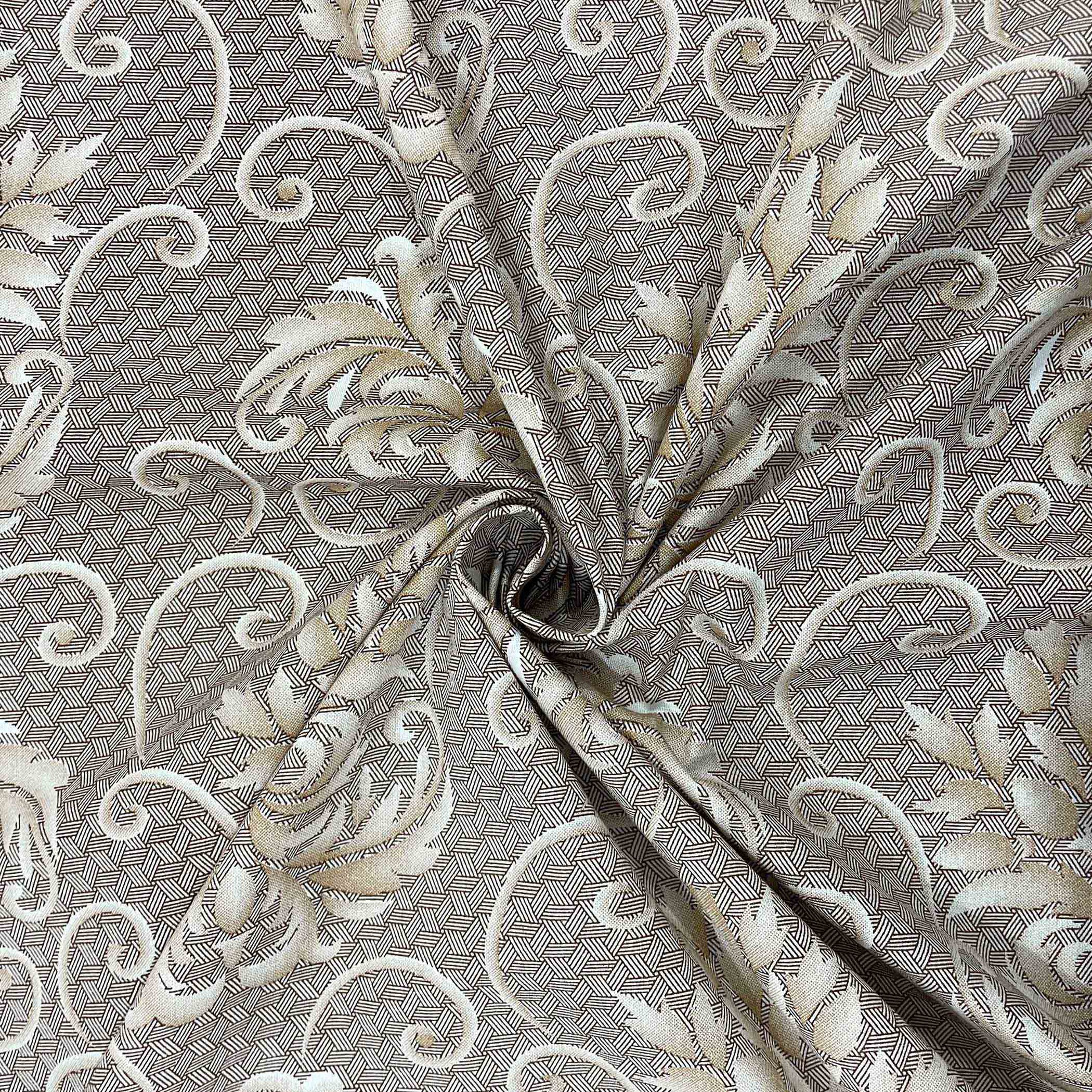 Brown Swirl - 210TC Pure Cotton Super King Bedsheet (108x108 Inches)