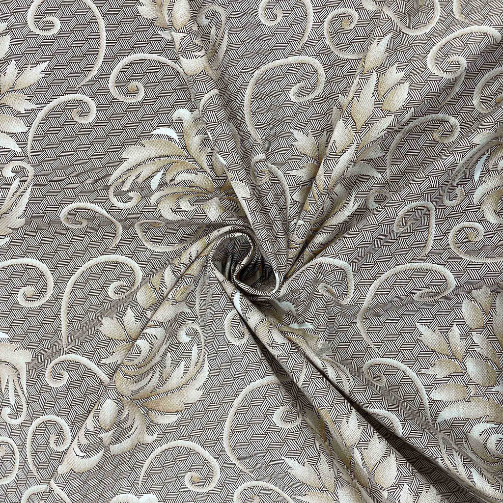 Brown Swirl - 210TC Pure Cotton Queen Fitted Bedsheet (60x73x10 Inches)