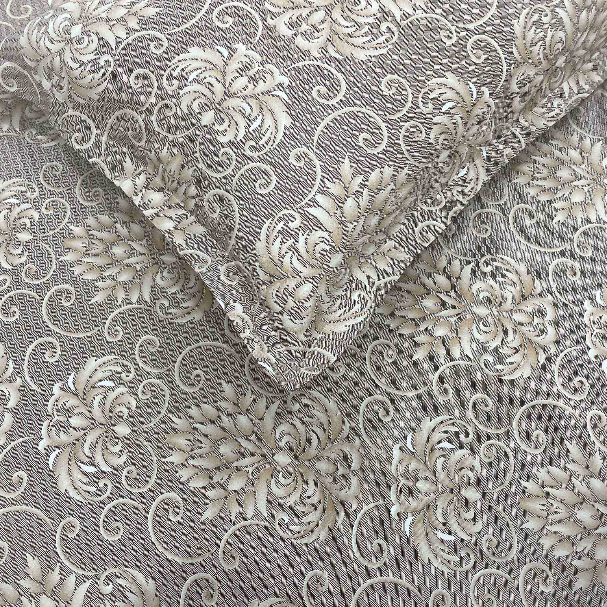 Brown Swirl - 210TC Pure Cotton Queen Fitted Bedsheet (60x73x10 Inches)