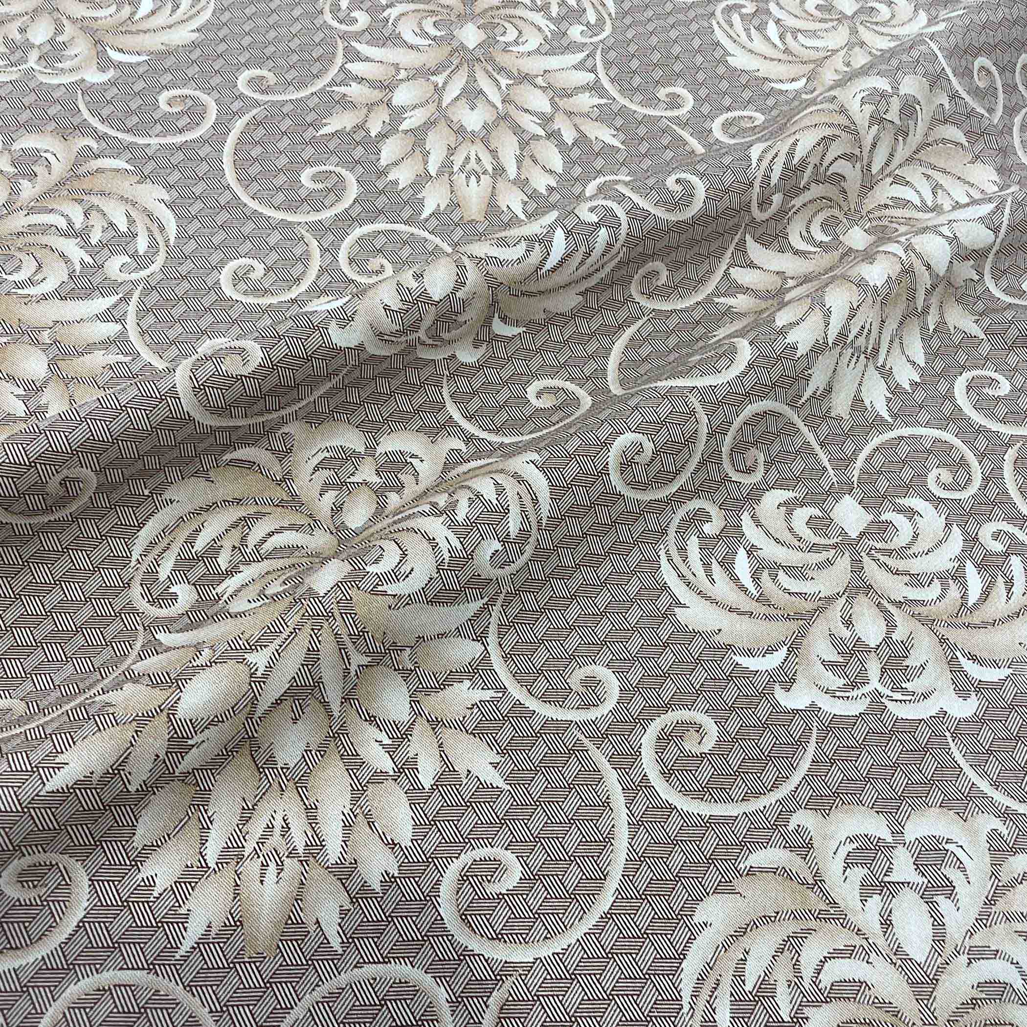 Brown Swirl - 210TC Pure Cotton Queen Fitted Bedsheet (60x73x10 Inches)