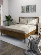 Traditional Motif Print 210 TC Super King Bedsheet (108 x 108) Inches With 2 Pillow Cover