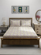 Traditional Motif Print 210 TC Super King Bedsheet (108 x 108) Inches With 2 Pillow Cover