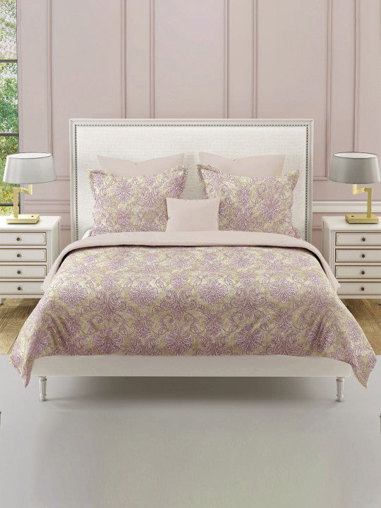 Traditional Motif Print 210 TC Super King Bedsheet (108 x 108) Inches With 2 Pillow Cover