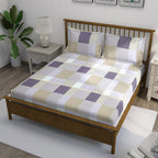 Lavender Squares - 210TC Pure Cotton Super King Bedsheet (108x108 Inches)