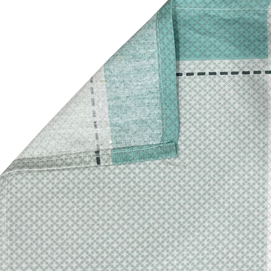 Teal Squares - 210TC Pure Cotton Super King Bedsheet (108x108 Inches)