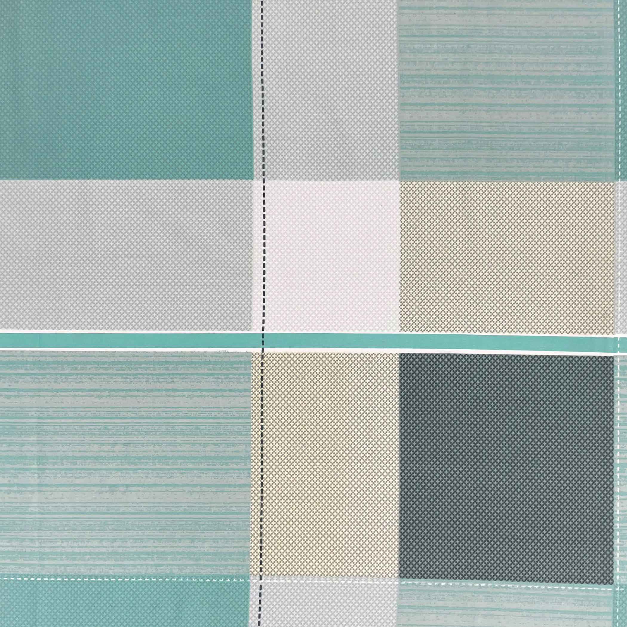 Teal Squares - 210TC Pure Cotton Queen Fitted Bedsheet (60x73x10 Inches)