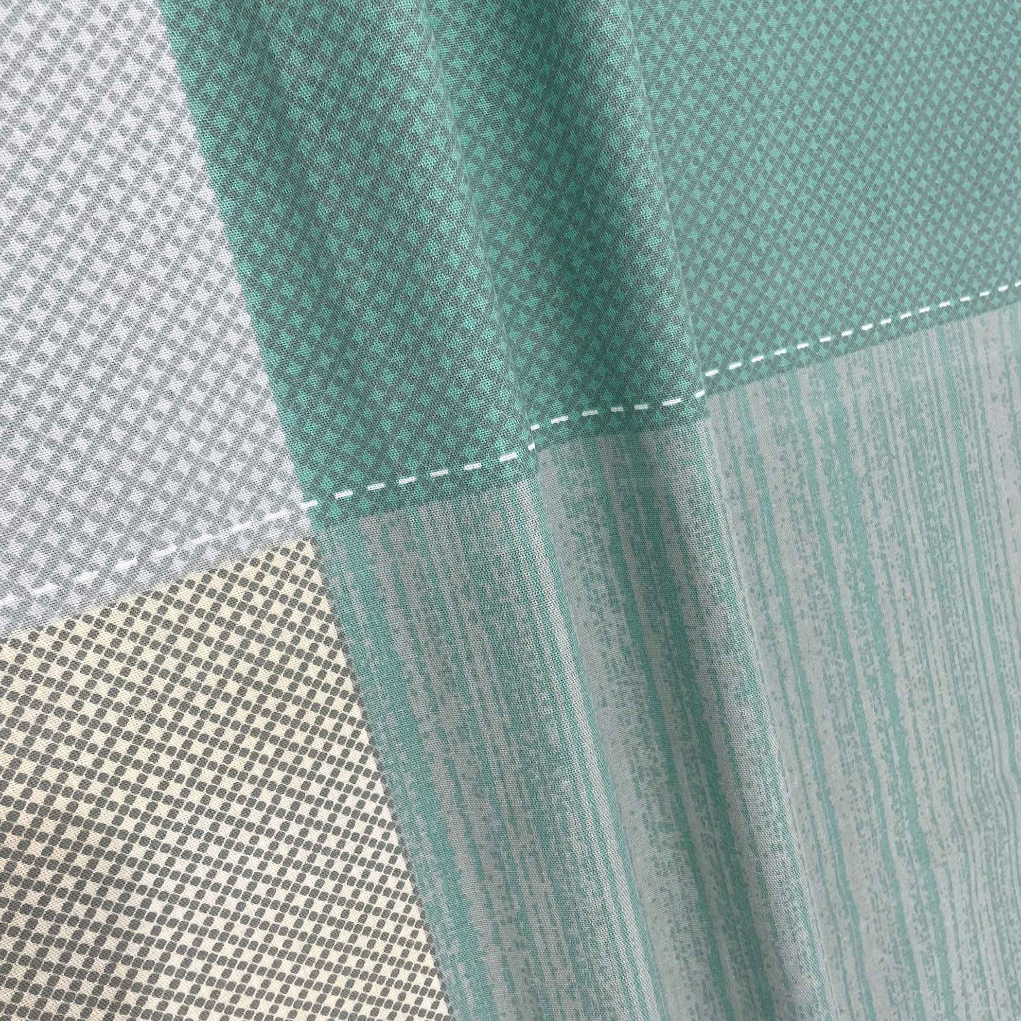 Teal Squares - 210TC Pure Cotton Super King Bedsheet (108x108 Inches)