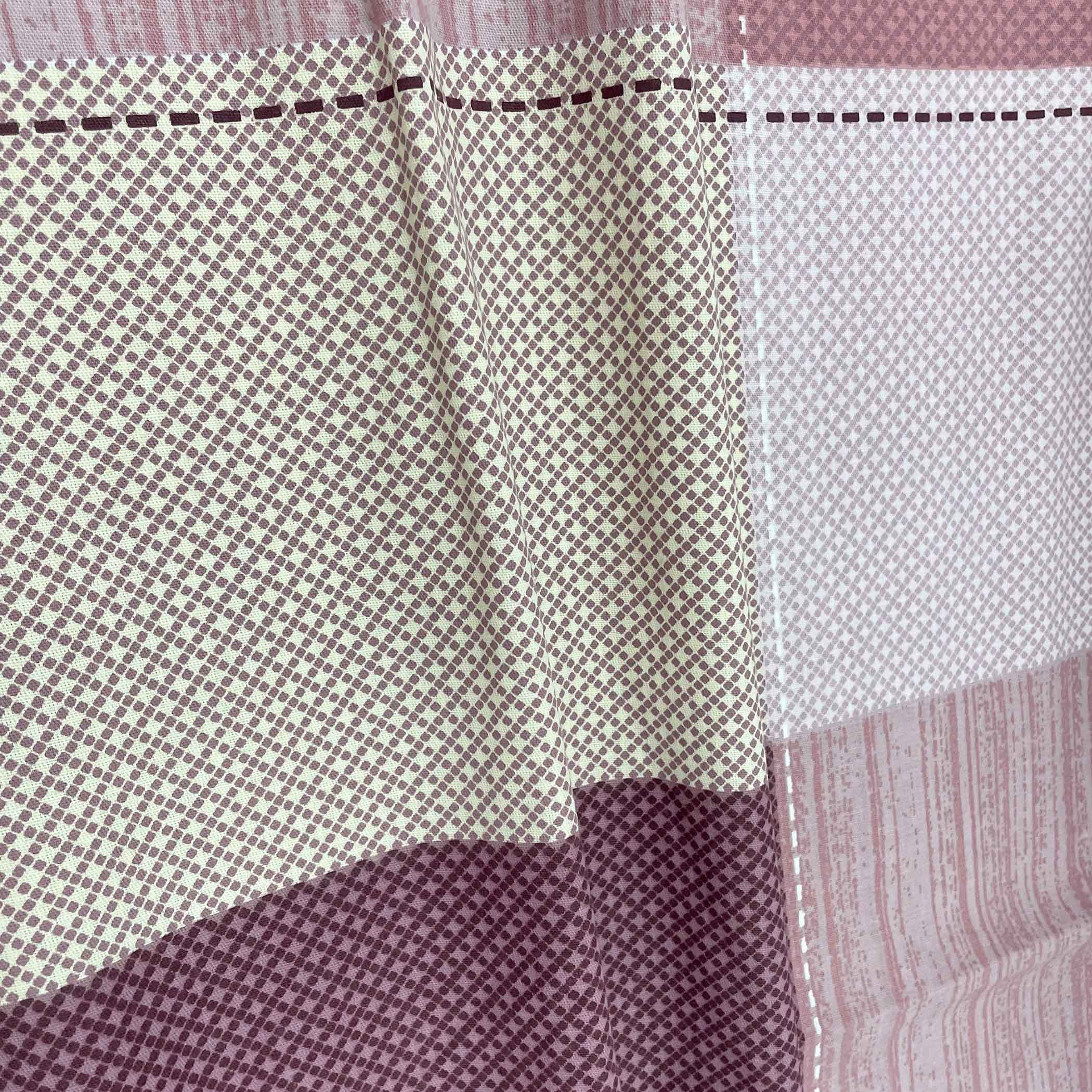 Pink Squares - 210TC Pure Cotton Super King Bedsheet (108x108 Inches)