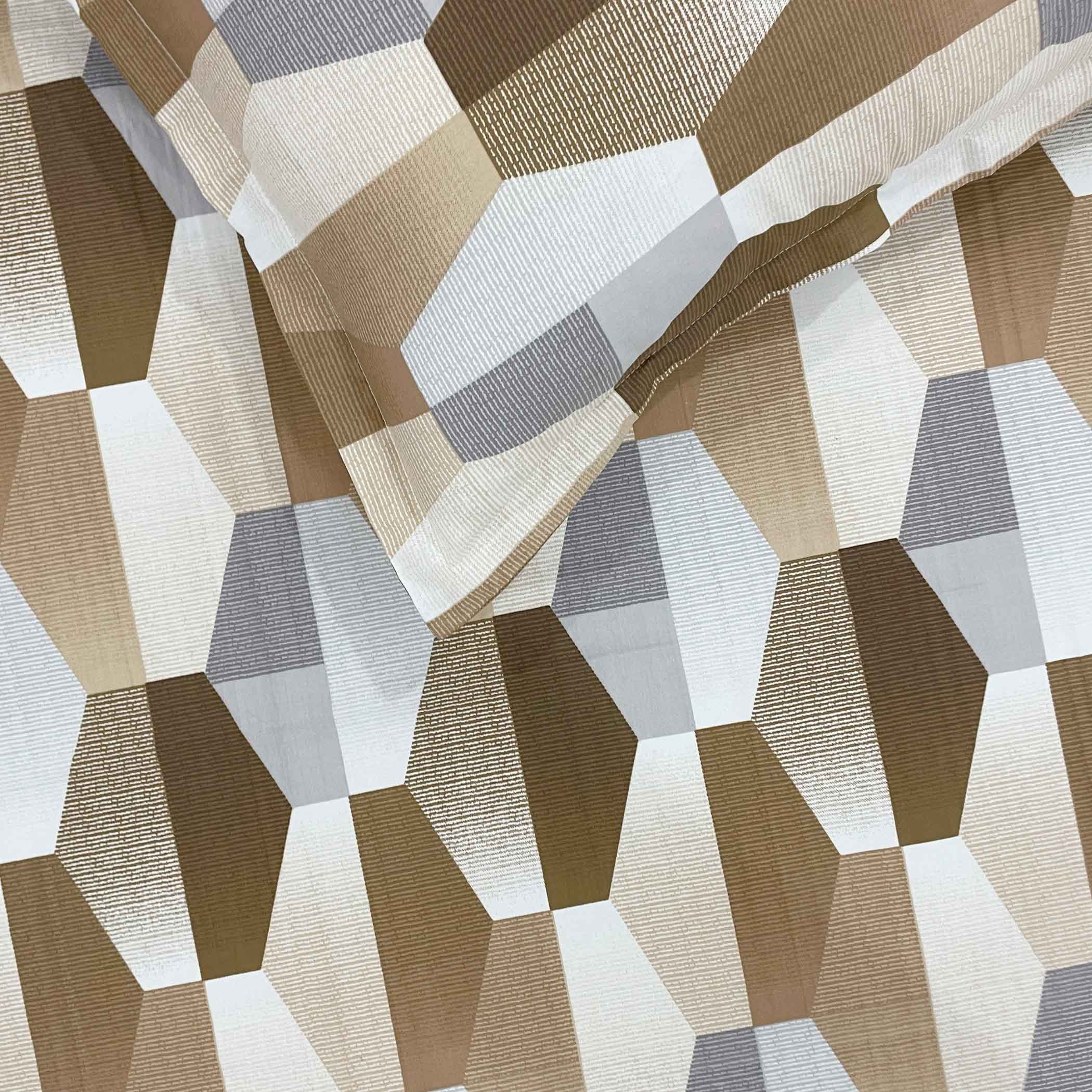 Beige Hex - 210TC Pure Cotton Super King Bedsheet (108x108 Inches)