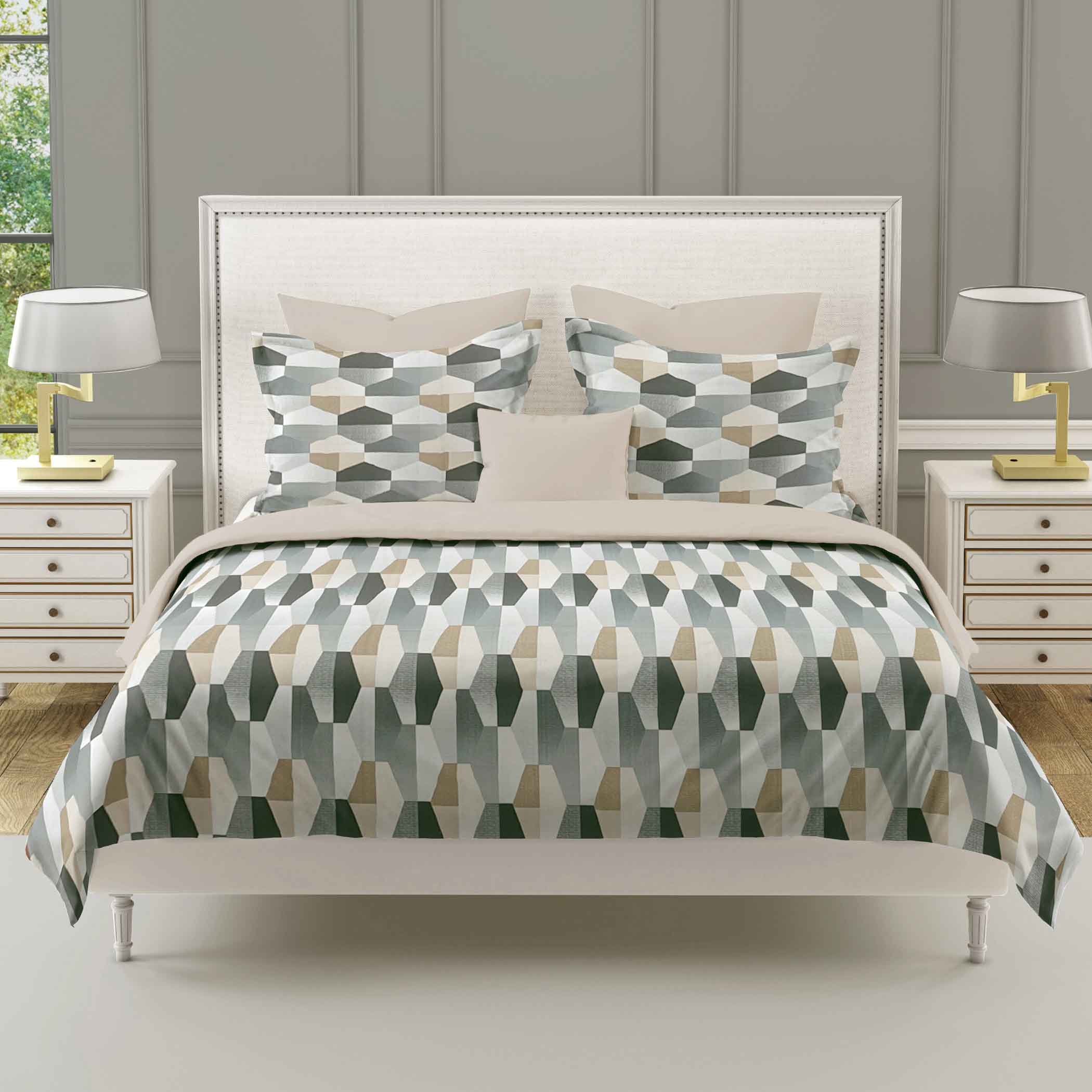 Grey Hex - 210TC Pure Cotton Queen Fitted Bedsheet (60x73x10 Inches)