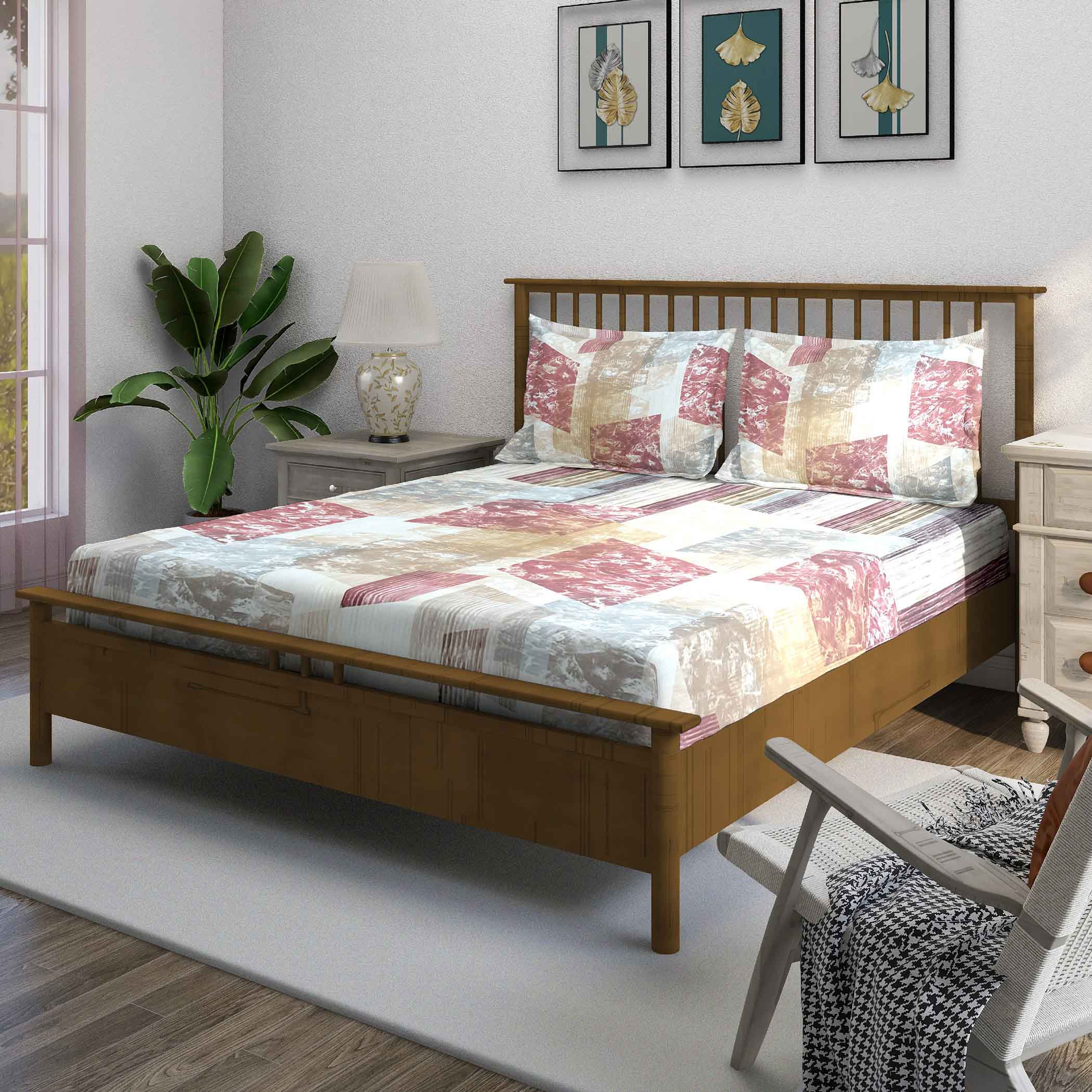 Rose Matrix - 210TC Pure Cotton Super King Bedsheet (108x108 Inches)