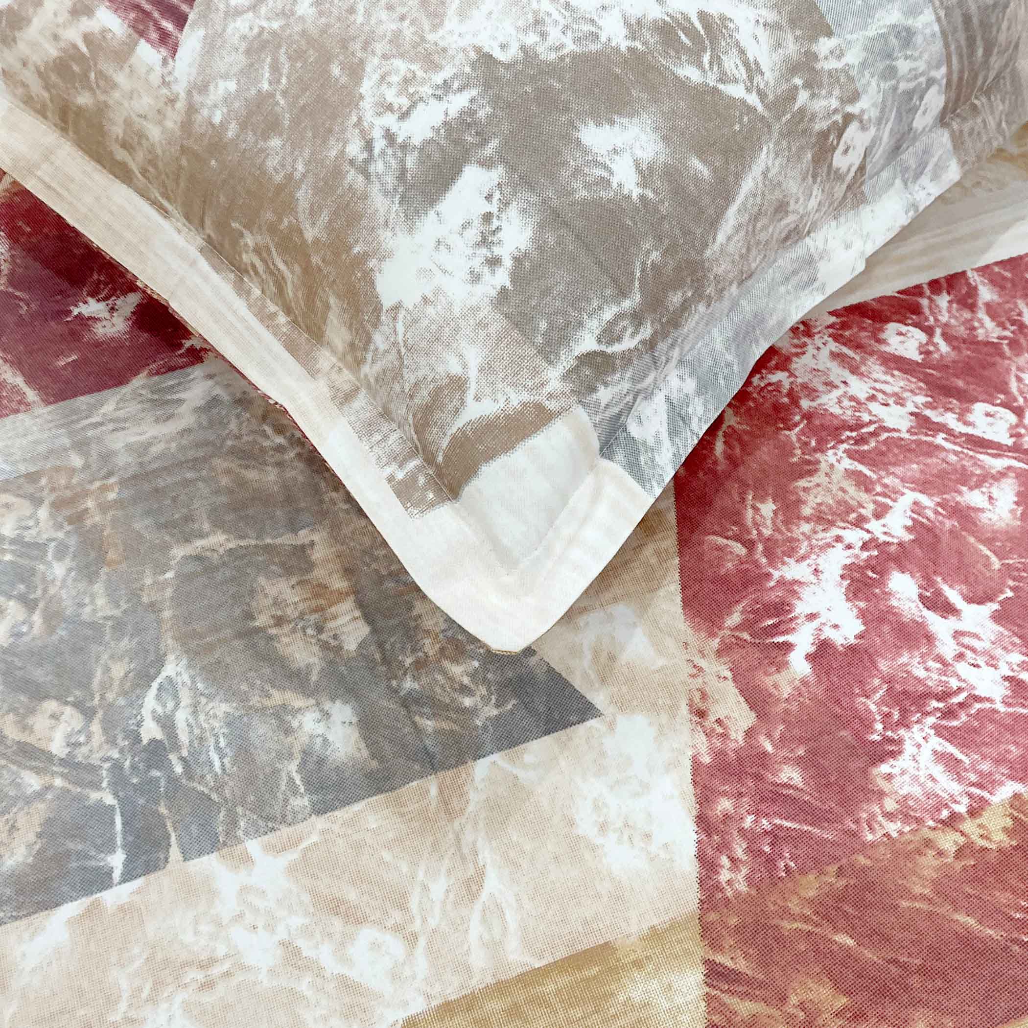 Rose Matrix - 210TC Pure Cotton Queen Fitted Bedsheet (60x73x10 Inches)