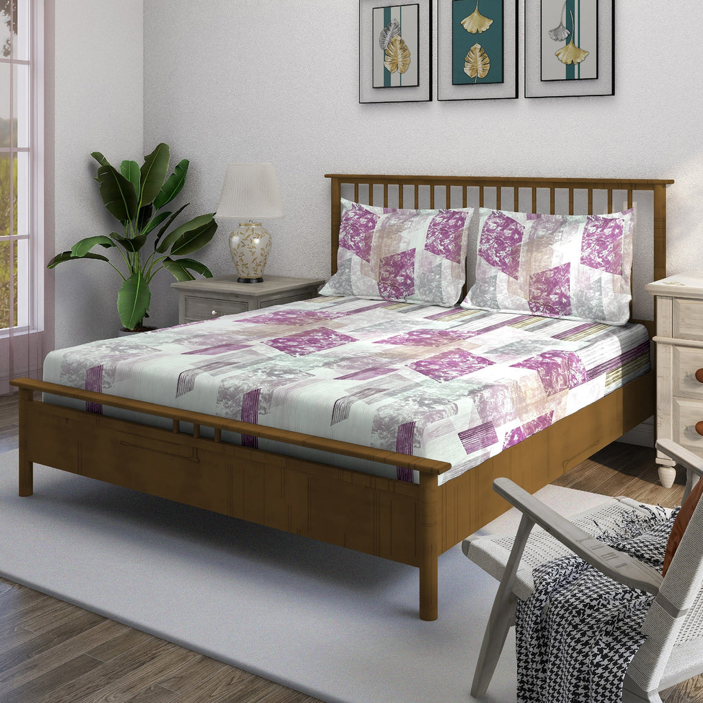 Magenta Matrix - 210TC Pure Cotton Super King Bedsheet (108x108 Inches)