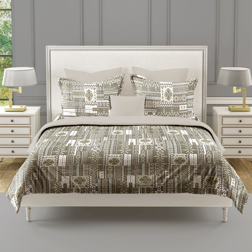 Ethnic Geometric Print 210 TC Super King Bedsheet (108 x 108) Inches With 2 Pillow Cover