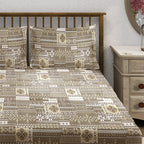 Ethnic Geometric Print 210 TC Super King Bedsheet (108 x 108) Inches With 2 Pillow Cover