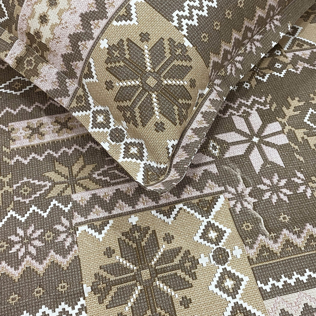 Ethnic Geometric Print 210 TC Super King Bedsheet (108 x 108) Inches With 2 Pillow Cover