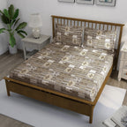 Ethnic Geometric Print 210 TC Super King Bedsheet (108 x 108) Inches With 2 Pillow Cover