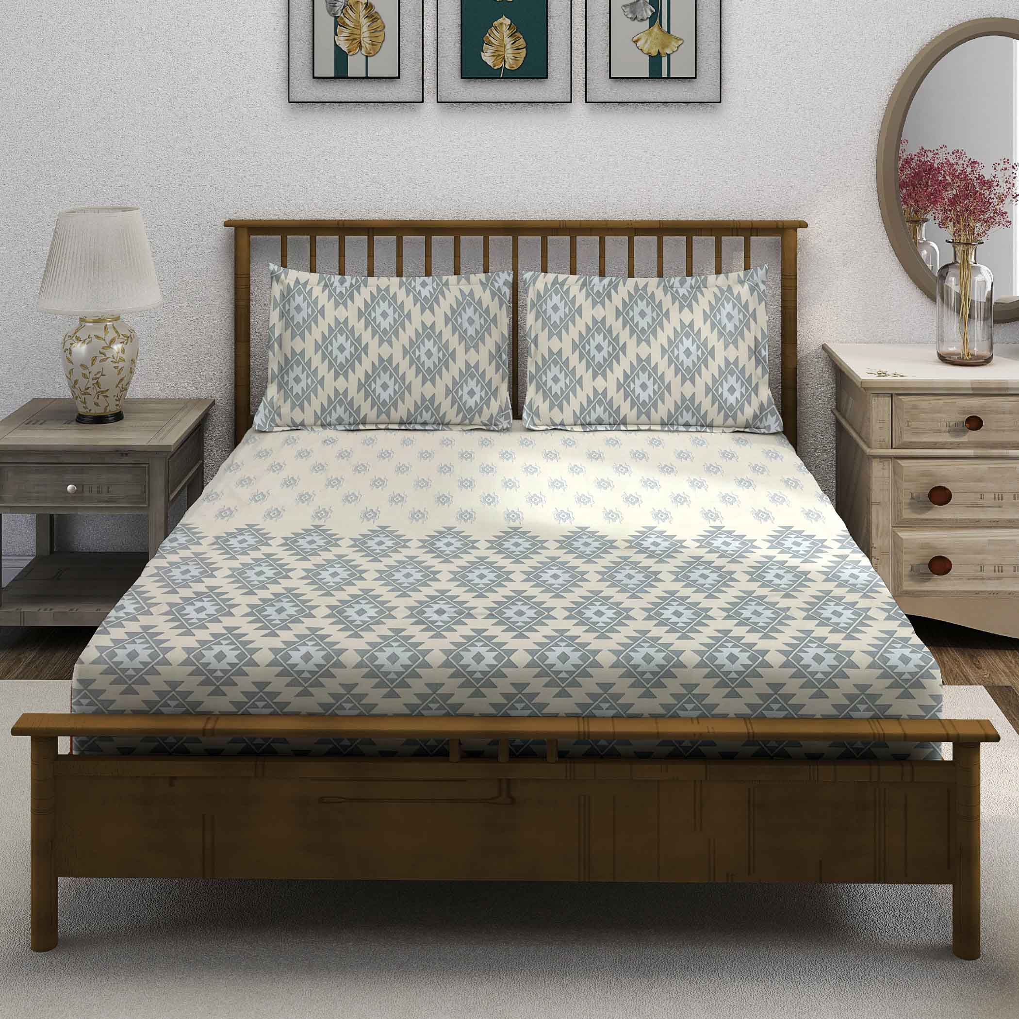 Sandy Dunes - 210TC Pure Cotton Single Fitted Bedsheet (36 x 90 x 10 Inches)