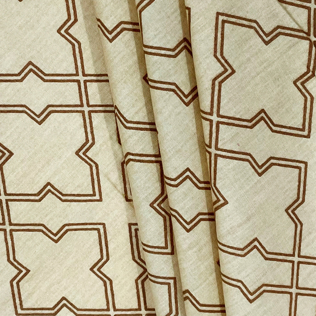 White & Mustard Floral Geometric Print Pure Cotton 210 TC Super King Bedsheet with 2 Pillow Covers (108x108 Inches)