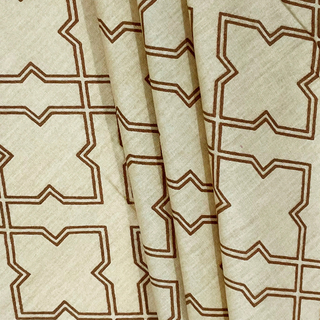 White & Mustard Floral Geometric Print Pure Cotton 210 TC Super King Bedsheet with 2 Pillow Covers (108x108 Inches)