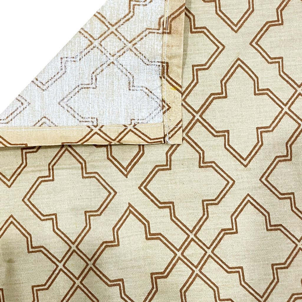 White & Mustard Floral Geometric Print Pure Cotton 210 TC Super King Bedsheet with 2 Pillow Covers (108x108 Inches)