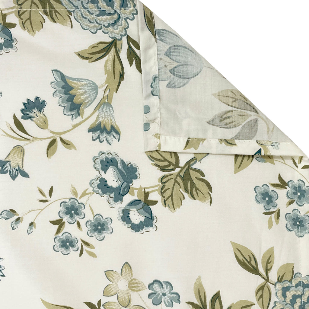 Cotton Super King Bedsheet with 2 Pillow Covers - Cream Base with Teal & Olive Floral Print (108x108 inches)